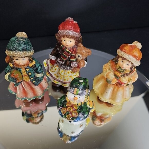 Gorgeous Candle Girls And Santa Christmas Decorations Unlit Wax Glitter Gift - Picture 6 of 10